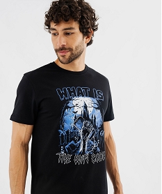 tee-shirt manches courtes en coton imprime homme noir standard tee-shirtsG431901_2