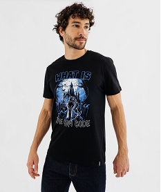 tee-shirt manches courtes en coton imprime homme noir standard tee-shirtsG431901_4