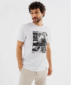 tee-shirt manches courtes en coton imprime homme blanc vif tee-shirtsG432001_2