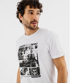 tee-shirt manches courtes en coton imprime homme blanc vif tee-shirtsG432001_4