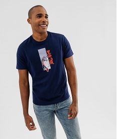 tee-shirt manches courtes en coton imprime devant et dos homme - bleach bleu standard tee-shirtsG433301_2