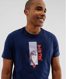 tee-shirt manches courtes en coton imprime devant et dos homme - bleach bleu standard tee-shirtsG433301_4