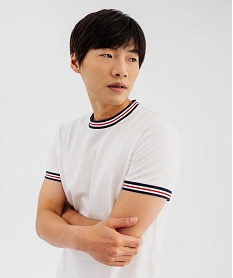 tee-shirt manches courtes avec finitions tricolores homme blanc standard tee-shirtsG433901_2