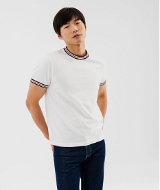 tee-shirt manches courtes avec finitions tricolores homme blanc standard tee-shirtsG433901_4