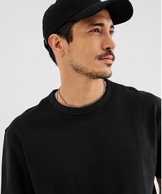 tee-shirt manches courtes en maille gaufree homme noir standard tee-shirtsG435901_2