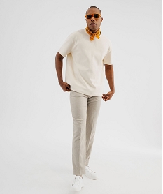 tee-shirt manches courtes en maille gaufree homme beige standard tee-shirtsG436001_4
