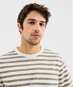 tee-shirt manches courtes en maille rayee homme blanc standard tee-shirtsG436101_2