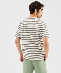 tee-shirt manches courtes en maille rayee homme blanc standard tee-shirtsG436101_3