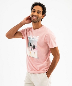 tee-shirt manches courtes avec motif exotique homme rose standard tee-shirtsG436801_2