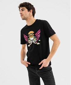GEMO Tee-shirt manches courtes avec motif rock homme noir standard