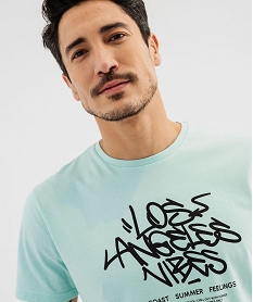 tee-shirt manches courtes avec inscription graffiti homme bleu tee-shirtsG437101_2