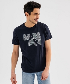 tee-shirt manches courtes avec inscription graphique homme bleu standard tee-shirtsG437601_4
