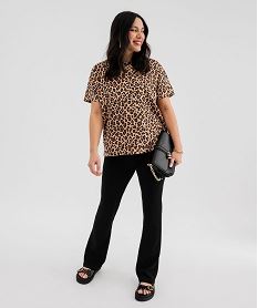 pantalon droit ajuste en stretch a ceinture elastique femme noir standard leggings et jeggingsG438501_4