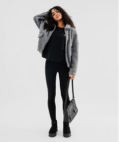 GEMO Pantalon legging en maille épaisse et extensible à taille haute femme noir standard