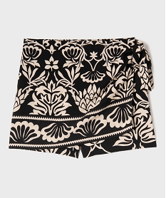 GEMO Jupe short en viscose à motifs fleuris femme grande taille Noir