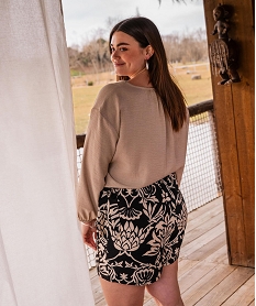 jupe short en viscose a motifs fleuris femme grande taille noir shortsG439001_3