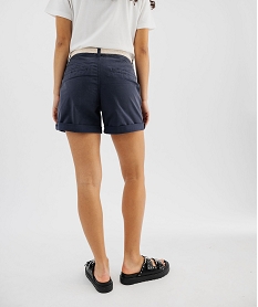 short ample en coton stretch avec ceinture tressee femme bleu shortsG439501_3