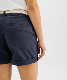 short ample en coton stretch avec ceinture tressee femme bleu shortsG439501_4