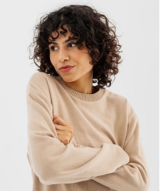 sweat en maille duveteuse femme marron standard sweatsG439801_2