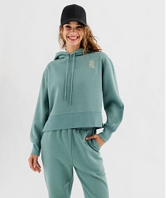 sweat a capuche coupe courte femme vert standard sweatsG440101_2
