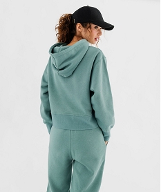sweat a capuche coupe courte femme vert standard sweatsG440101_3