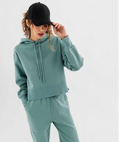 sweat a capuche coupe courte femme vert standard sweatsG440101_4