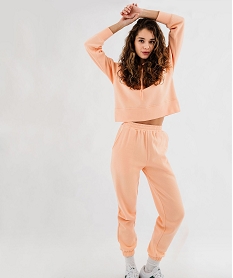 sweat a capuche coupe courte femme orange standard sweatsG440201_4