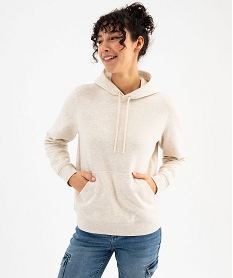 sweat a capuche en molleton doux femme beige sweatsG440301_2