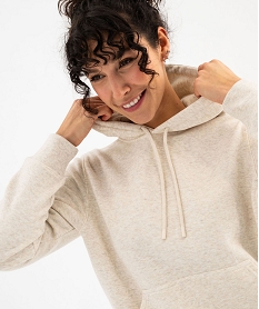 sweat a capuche en molleton doux femme beige sweatsG440301_4