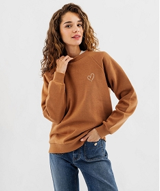 sweat molletonne ample avec broderie scintillante femme marron vif sweatsG440801_2