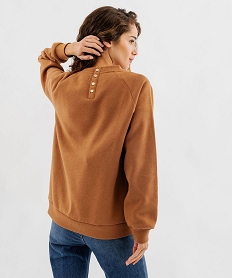 sweat molletonne ample avec broderie scintillante femme marron vif sweatsG440801_3