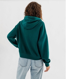 sweat zippe a capuche coupe ample en maille stretch douce femme vert standard sweatsG441701_3