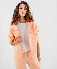 sweat zippe a capuche femme orange standard sweatsG441901_2