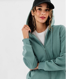 sweat zippe a capuche oversize avec interieur molletonne femme vert standard sweatsG442001_2