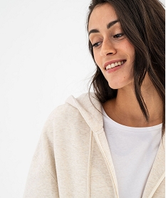 sweat zippe a capuche oversize avec interieur molletonne femme beige sweatsG442101_2