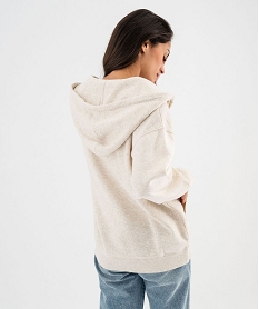 sweat zippe a capuche oversize avec interieur molletonne femme beige sweatsG442101_3