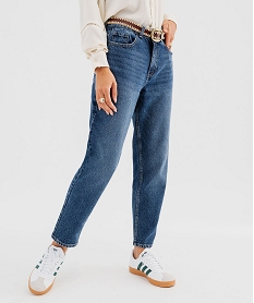GEMO Jean mom femme avec ceinture fantaisie bleu standard