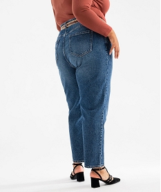 jean droit a taille haute avec ceinture fantaisie femme grande taille bleu standardG443401_3