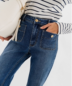 jean flare taille haute en denim stretch femme bleuG443801_2