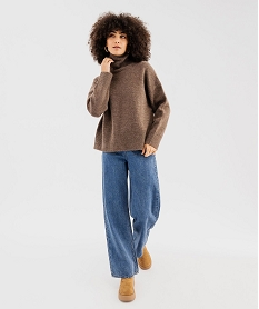 GEMO Jean wide leg en coton à poches plaquées femme bleu vif