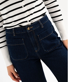jean wide leg en coton a poches plaquees femme bleu standardG444601_2