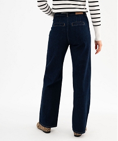 jean wide leg en coton a poches plaquees femme bleu standardG444601_3