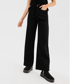 GEMO Jean wide leg en coton à poches plaquées femme noir standard