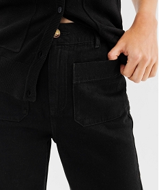 jean wide leg en coton a poches plaquees femme noir standardG444801_2