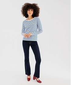 jean slim bootcut taille haute femme bleuG445201_4