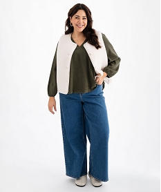 jean wide leg en coton stretch femme grande taille bleuG445301_4