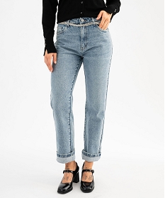 GEMO Jean cropped straight taille normale en denim stretch femme Gris