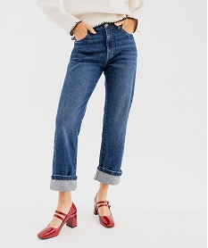 GEMO Jean cropped straight taille normale en denim stretch femme bleu vif