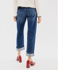 jean cropped straight taille normale en denim stretch femme bleu vif pantacourtsG445901_3