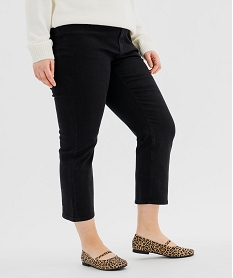 GEMO Pantacourt droit en denim stretch femme grande taille noir vif